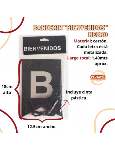 BANDERIN BIENVENIDOS NEGRO...