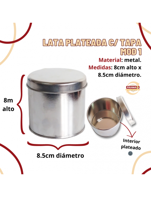 LATA PLATEADA CON TAPA MOD...