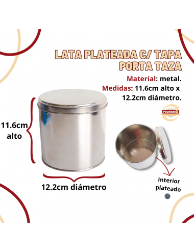 LATA PLATEADA CON TAPA...