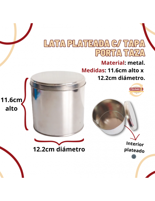 LATA PLATEADA CON TAPA...