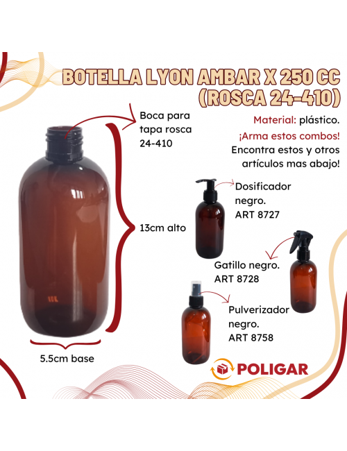 BOTELLA LYON AMBAR X 250 CC...