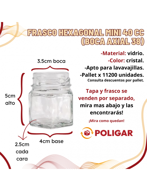FRASCO HEXAGONAL MINI 40 CC...
