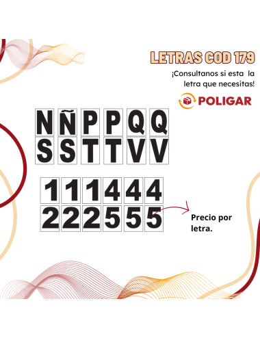 LETRA COD 179 5 X 6 CM C/U...