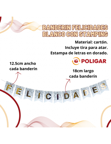 BANDERIN FELICIDADES BLANCO...