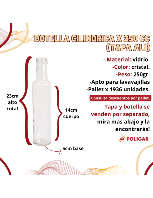 BOTELLA CILINDRICA X 250 CC...