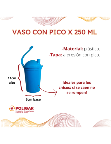 VASO CON PICO X 250 ML ROJO...