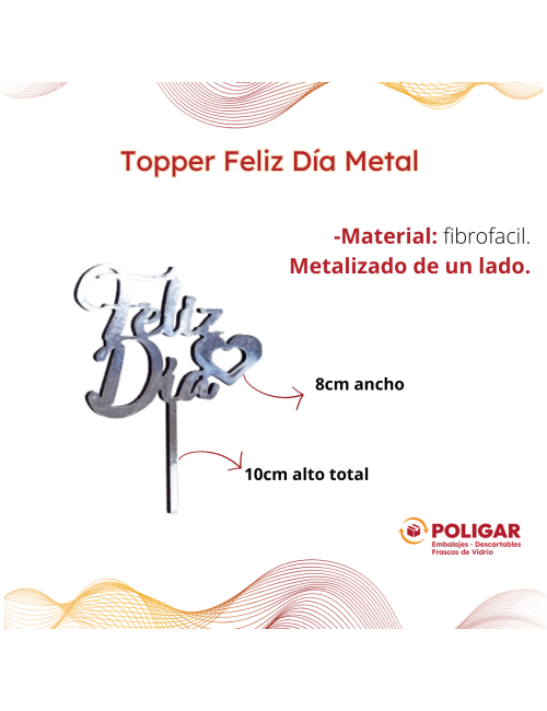 TOPPER FELIZ DIA METAL ROSA...