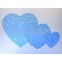 BLONDA BORDADA CORAZON CELESTE 10 CM X 100 UNI    