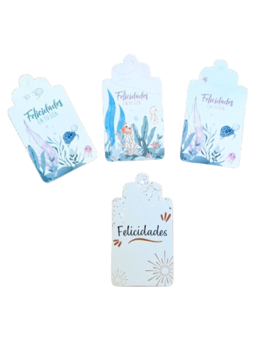 TAGS FELICIDADES 5X9 CM...