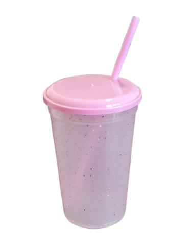 VASO GLITTER ROSA PASTEL...