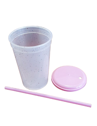VASO GLITTER ROSA PASTEL...