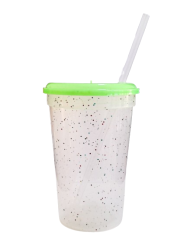 VASO GLITTER VERDE FLUO...