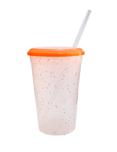 VASO GLITTER NARANJA FLUO...