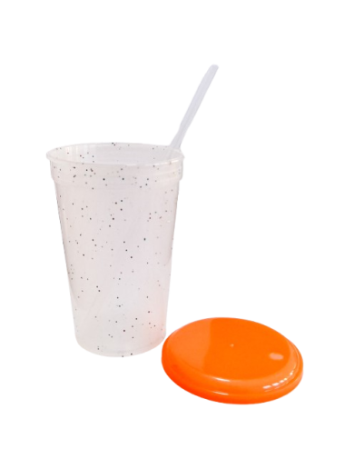 VASO GLITTER NARANJA FLUO...
