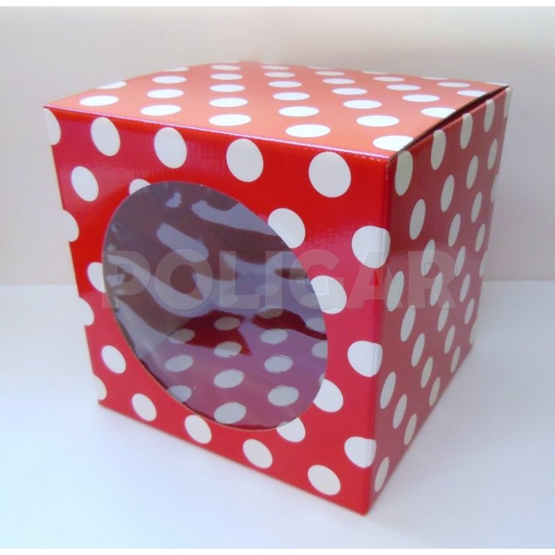 CAJA CUBO C/VENTANA 20 X 20 X 20 ROJA             