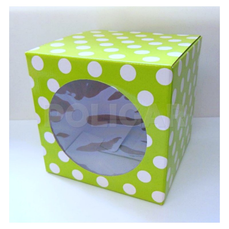CAJA CUBO C/VENTANA 20 X 20 X 20 VERDE MANZANA    