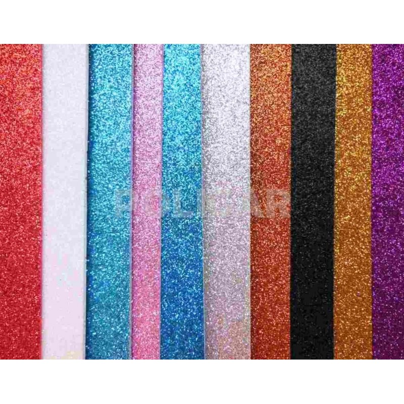 GOMA EVA GLITTER A4 C/ADHESIVO X 10 UNI ROJA      